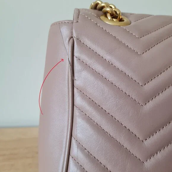 Gucci GG Marmont Large Shoulder Bag Dusty Pink Rose Mauve Matelasse Gold Rare - Picture 5 of 16